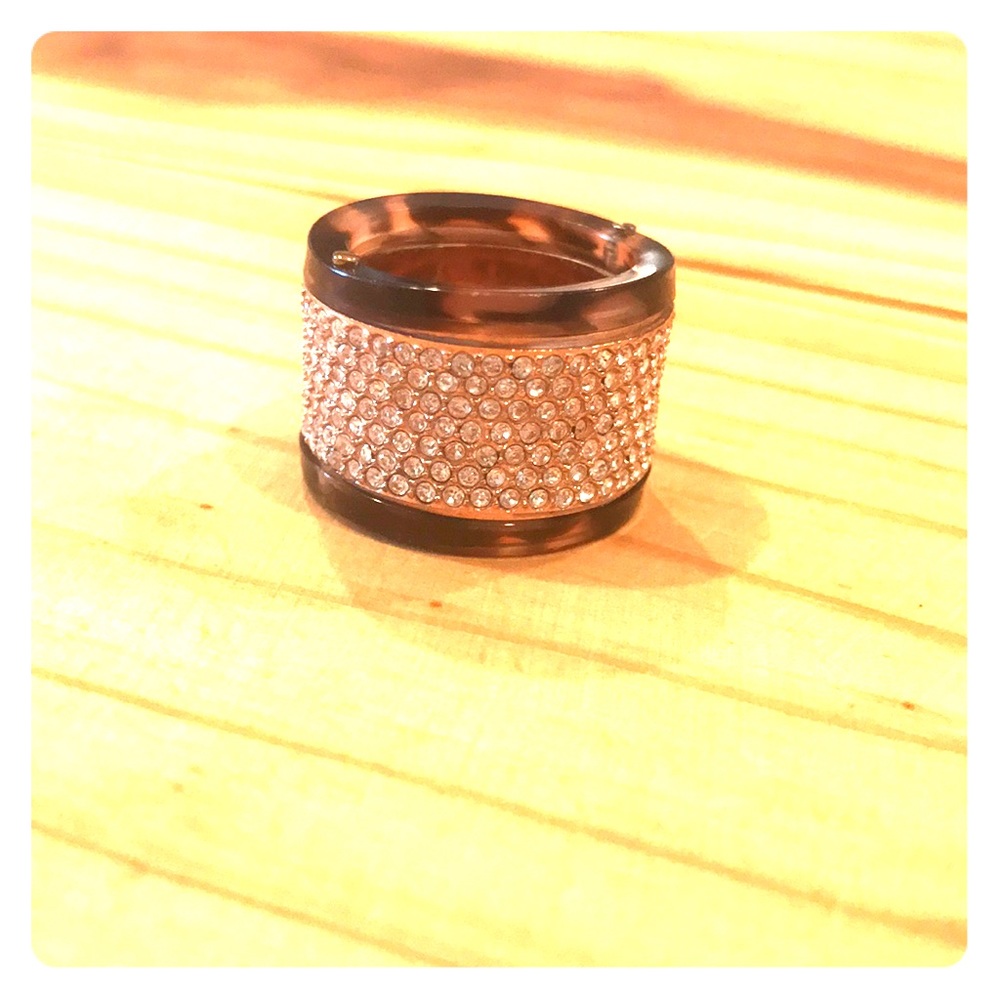Michael Kors Tortoise Barrel Ring w/ crystals